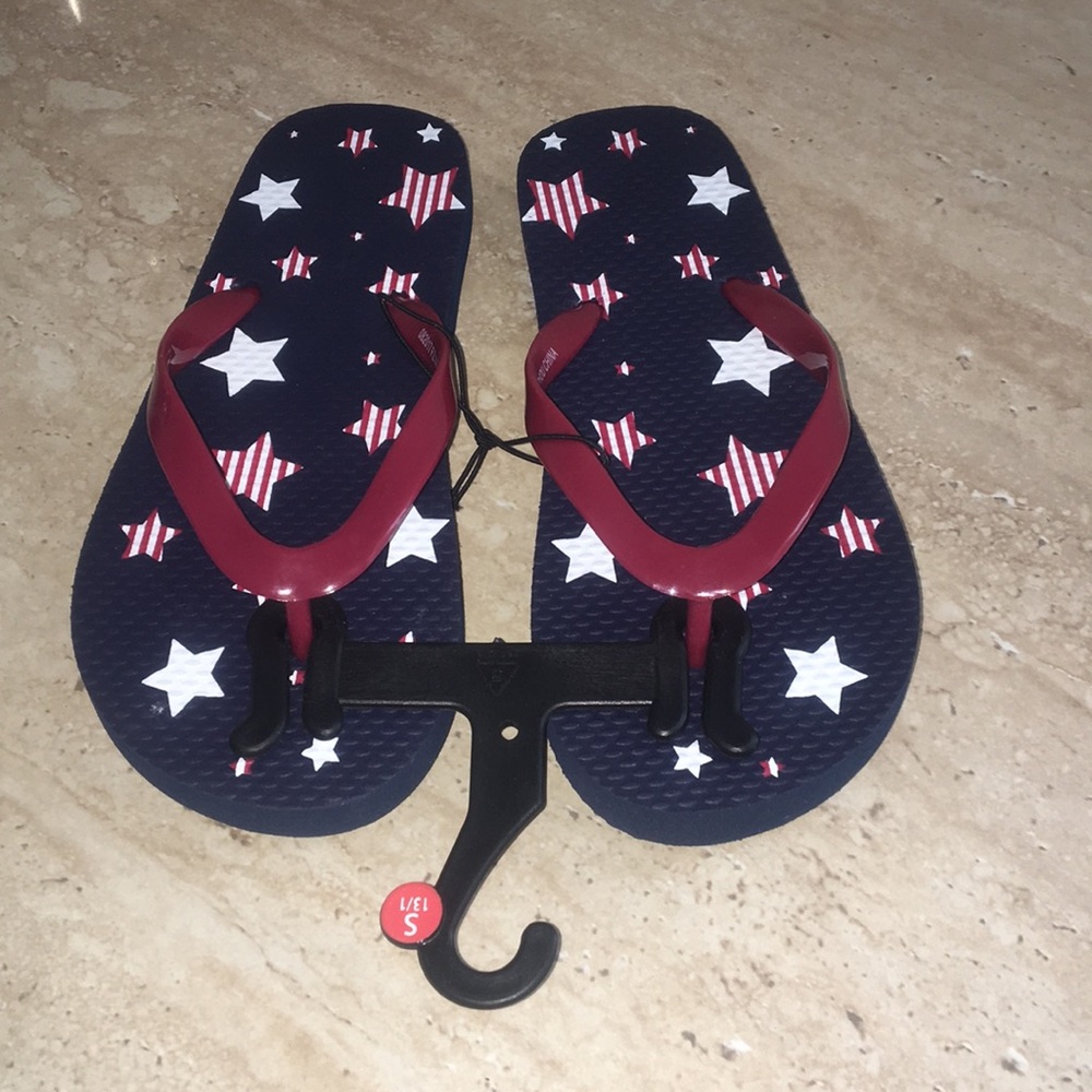 Red blue & white flip flops size S13/1 NWT.